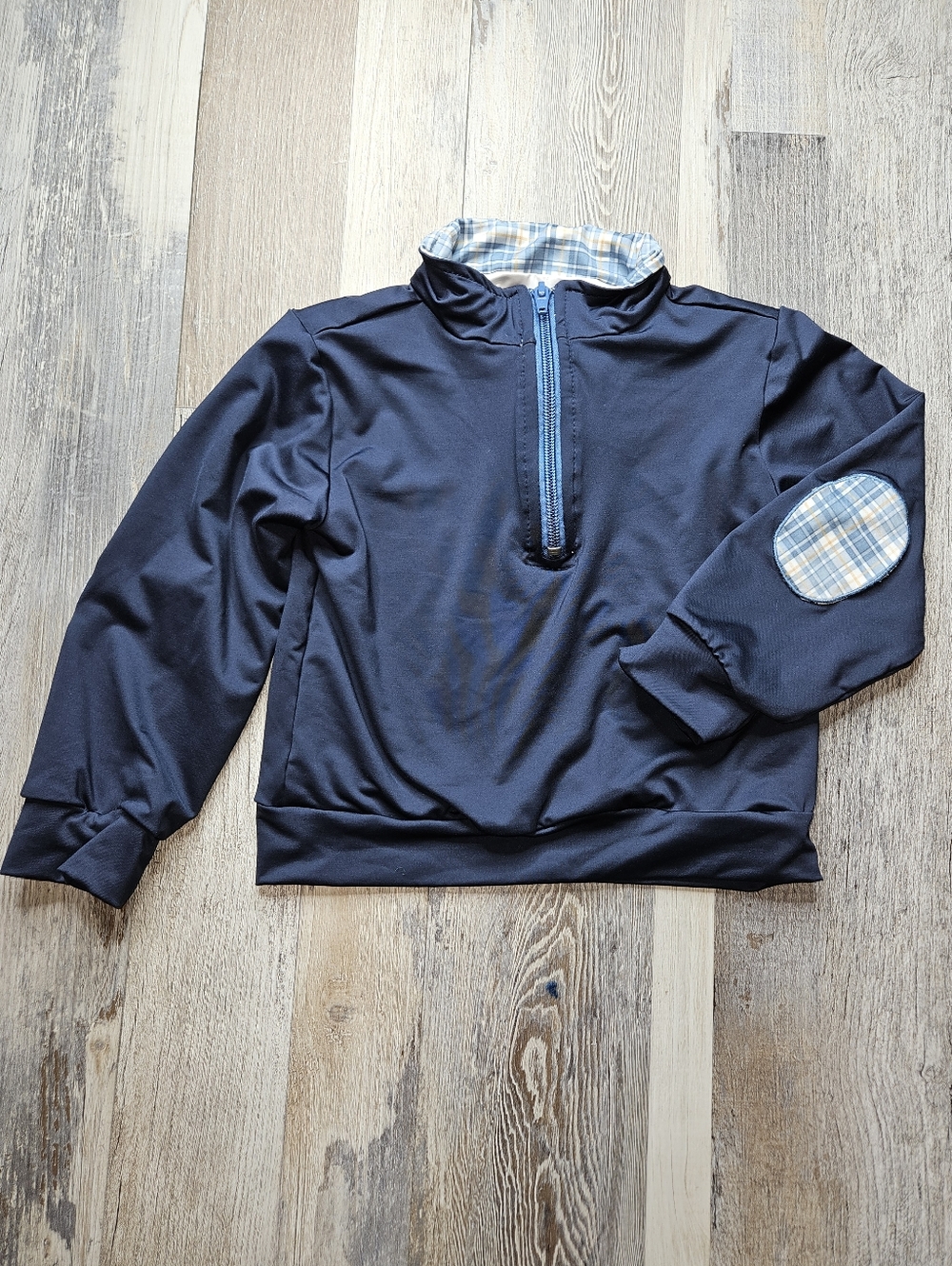 Sun House Children's Size 2 Toddler Navy Blue Quarter Zip Pullover Elbow Patches